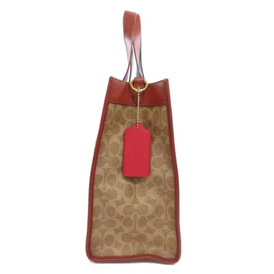 Pre-owned Coach Signature Brown Signature Line Tote Bag ()