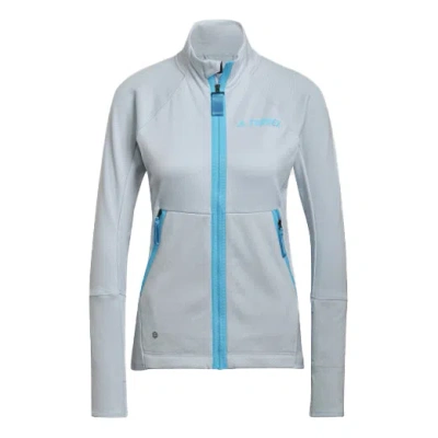 Adidas Originals (wmns) Adidas Terrex W Tx Flooce Hdj Reversible Outdoor Sports Hooded Jacket Light Blue In Gray