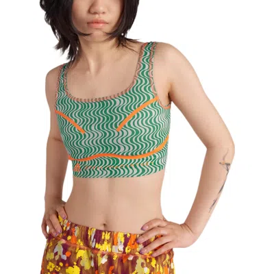 Adidas Originals (wmns) Adidas By Stella Mccartney Truepurpose Printed Crop Top 'green Orange'