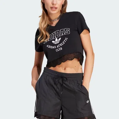 Adidas Originals (wmns)  Cropped Lace Trim T-shirt 'black'