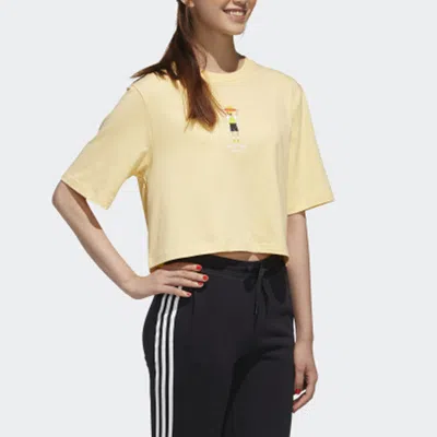 Adidas Originals (wmns) Adidas Neo Casual Sports Short Sleeve Orange Yellow In Neutral