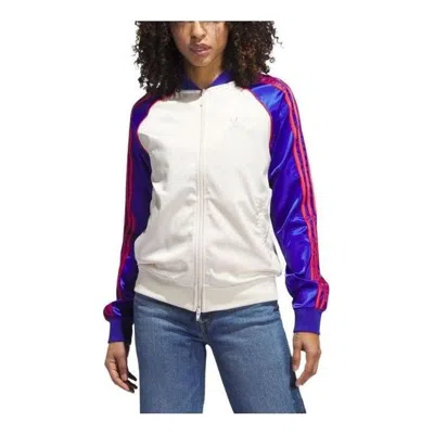 Adidas Originals (wmns) Adidas Satin Sst Track Jackets 'white Purple'