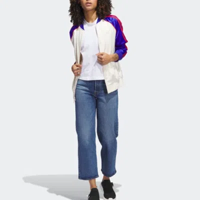 Adidas Originals (wmns) Adidas Satin Sst Track Jackets 'white Purple'