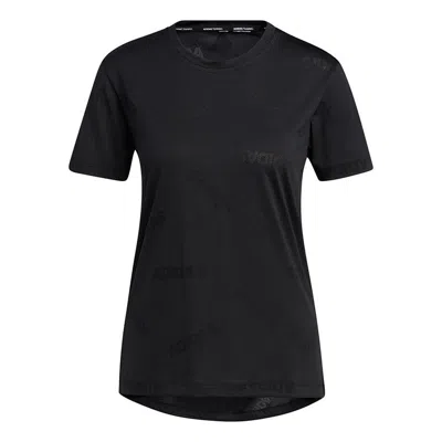 Adidas Originals (wmns) Adidas Aeroknit Tee Solid Color Round Neck Sports Short Sleeve Black T-shirt In Blue