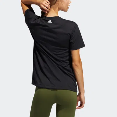 Adidas Originals (wmns) Adidas Aeroknit Tee Solid Color Round Neck Sports Short Sleeve Black T-shirt In Blue