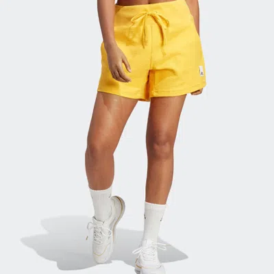 Adidas Originals (wmns) Adidas Lounge Terry Loop Shorts 'gold' In Yellow