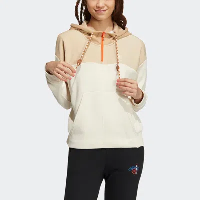 Adidas Originals (wmns) Adidas Neo Util Hoodies 'white Beige' In Multi