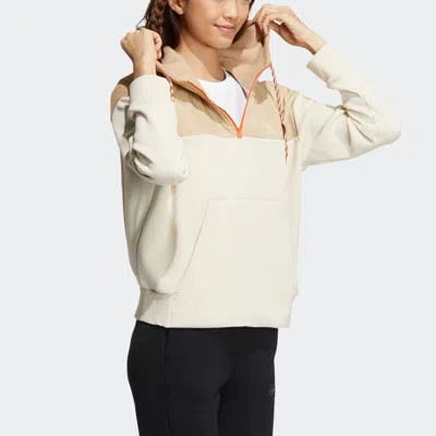 Adidas Originals (wmns) Adidas Neo Util Hoodies 'white Beige' In Multi