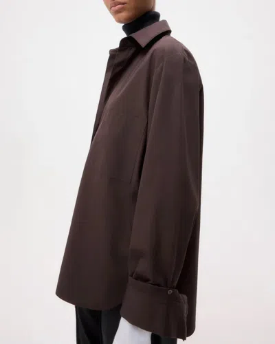 Twp Next Morning Cotton Button-up Shirt In Brown
