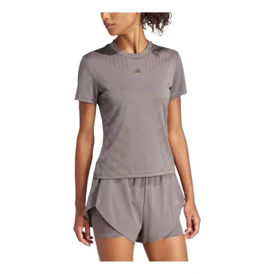 Adidas Originals (wmns) Adidas Hiit Airchill Training T-shirt 'brown' In Gray