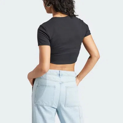 Adidas Originals Black Essentials Cropped T-shirt In Black