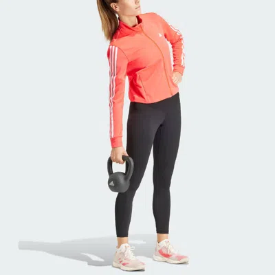 Adidas Originals (wmns) Adidas Aeroready Train Essentials 3-stripes Track Top Asia Sizing 'pink' In Orange