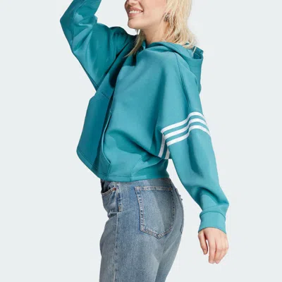 Adidas Originals (wmns)  Adicolor Neuclassics Hoodie 'teal' In Blue