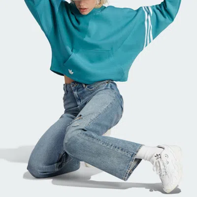 Adidas Originals (wmns)  Adicolor Neuclassics Hoodie 'teal' In Blue