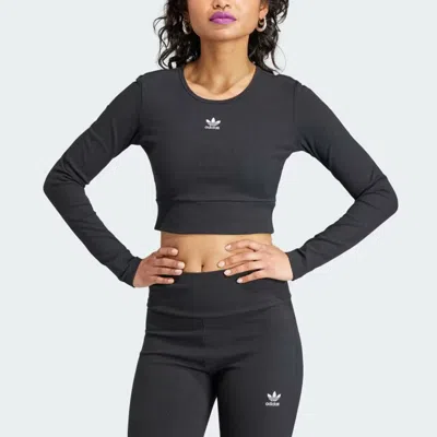 Adidas Originals (wmns) Adidas Essentials Rib Long Sleeve Tee 'black'