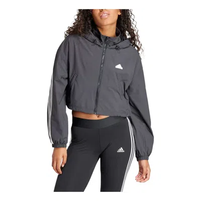 Adidas Originals (wmns) Adidas Future Icons 3-stripes Wind.rdy Jacket Asia Sizing 'black White' In Gray