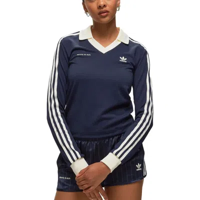Adidas Originals (wmns) Adidas X Sporty & Rich Long Sleeve Jersey 'navy' In Blue