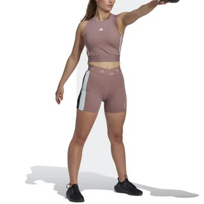 Adidas Originals (wmns) Adidas Hyperglam Training Techfit Short Leggings Asia Sizing 'purple White Black' In Brown