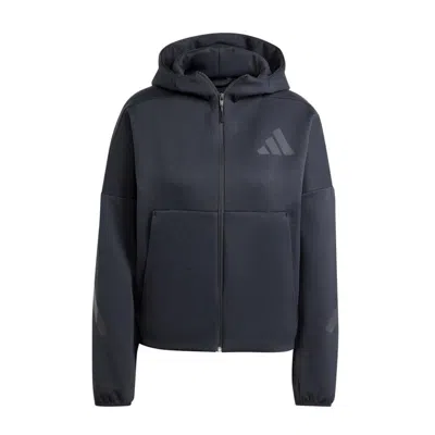 Adidas Originals (wmns) Adidas Z.n.e. Full-zip Hoodie 'black' In Blue