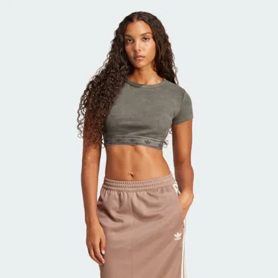 Adidas Originals (wmns) Adidas Rib Ss Top T-shirt 'grey' In Gray