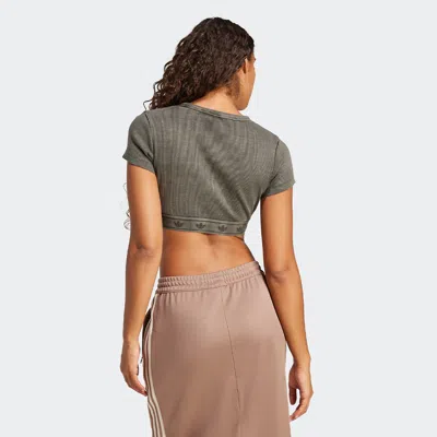 Adidas Originals (wmns) Adidas Rib Ss Top T-shirt 'grey' In Gray