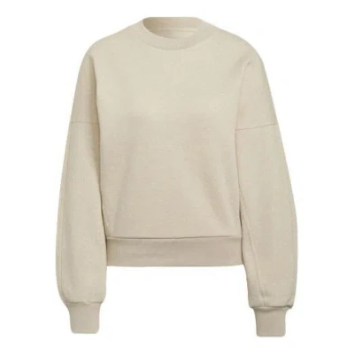 Adidas Originals (wmns) Adidas Solid Color Round Neck Pullover Hoodie Cream Yellow In Gray
