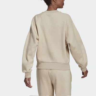 Adidas Originals (wmns) Adidas Solid Color Round Neck Pullover Hoodie Cream Yellow In Gray