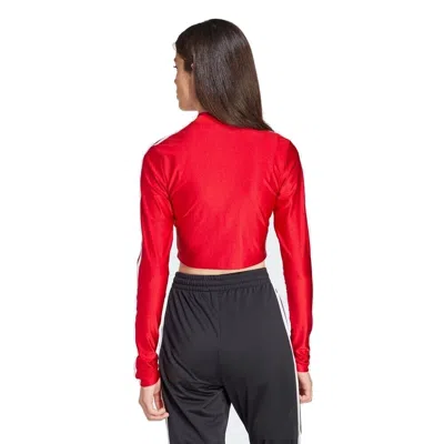 Adidas Originals (wmns) Adidas 3-stripes Cropped Long Sleeve T-shirt 'red White'