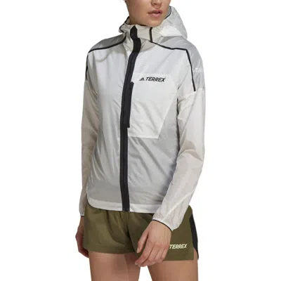 Adidas Originals (wmns) Adidas Terrex Agravic Windweave Windbreaker Asia Sizing 'white Black' In Gray