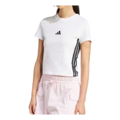 Adidas Originals (wmns) Adidas Essentials 3-stripes Slim Baby T-shirt 'white Black'