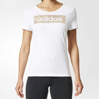 Adidas Originals (wmns) Adidas Essentials Logo T-shirt Asia Sizing 'white Gold'