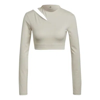 Adidas Originals (wmns) Adidas Solid Color Sports Gym Long Sleeves Light Yellow In White