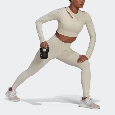 Adidas Originals (wmns) Adidas Solid Color Sports Gym Long Sleeves Light Yellow In White
