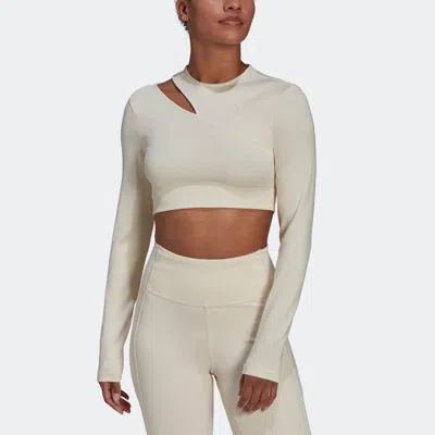 Adidas Originals (wmns) Adidas Solid Color Sports Gym Long Sleeves Light Yellow In White