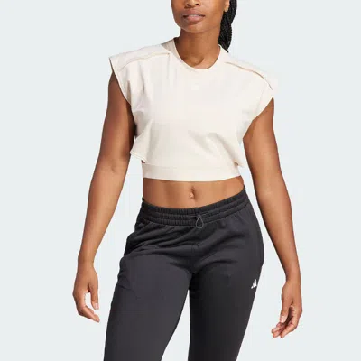 Adidas Originals (wmns) Adidas Power Crop Aeroready Sleeveless T-shirt 'linen White'
