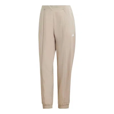 Adidas Originals (wmns) Adidas Logo Aeroready Train Essentials Minimal Branding Woven Pants 'beige' In Neutral