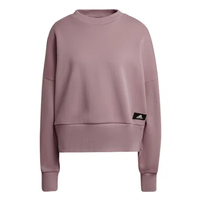Adidas Originals (wmns) Adidas W Fi 3s Crew Stripe Sports Round Neck Pullover Long Sleeves Purple Pink Hoodie In Brown