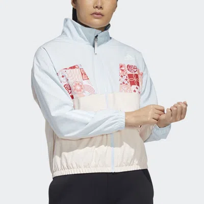 Adidas Originals (wmns) Adidas Cny Tracktop Colorblock Sports Jacket Light Sky Blue In Multi