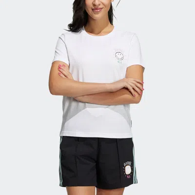 Adidas Originals (wmns) Adidas Neo Smile T-shirt 'white' In Multi