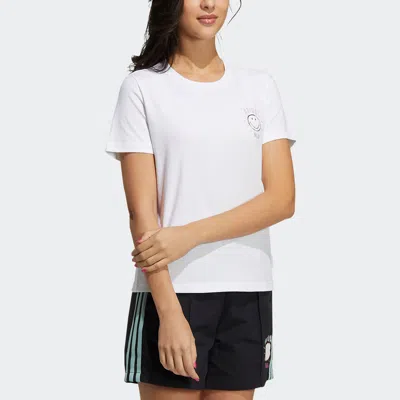 Adidas Originals (wmns) Adidas Neo Smile T-shirt 'white' In Multi