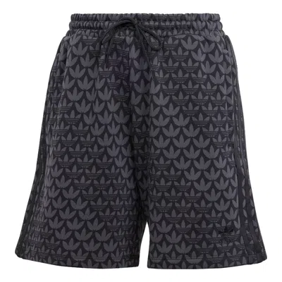 Adidas Originals (wmns)  Trefoil Monogram Shorts 'black' In Blue