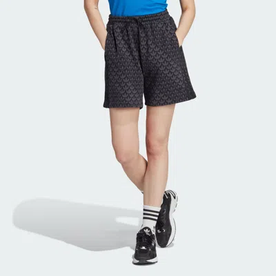 Adidas Originals (wmns)  Trefoil Monogram Shorts 'black' In Blue