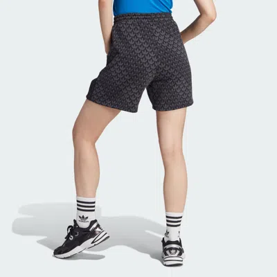Adidas Originals (wmns)  Trefoil Monogram Shorts 'black' In Blue