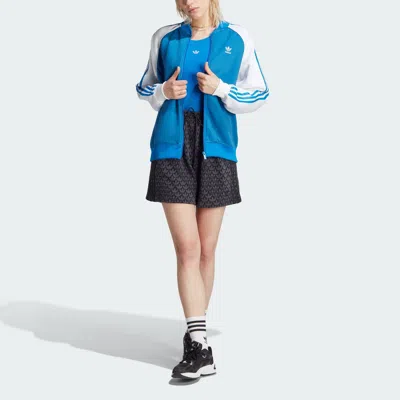 Adidas Originals (wmns)  Trefoil Monogram Shorts 'black' In Blue