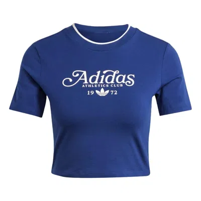 Adidas Originals (wmns) Adidas Graphic Badge Slim 3-stripes T-shirt Asia Sizing 'dark Blue'