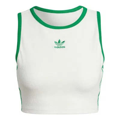 Adidas Originals (wmns)  Cropped Tank Top Asia Sizing 'white Green' In Multi