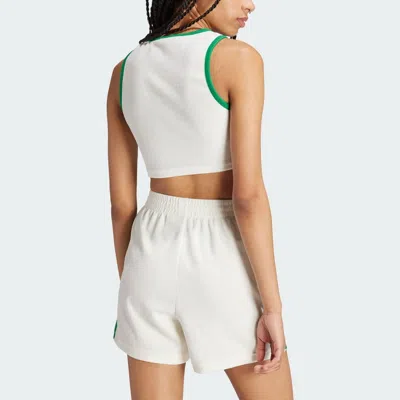 Adidas Originals (wmns)  Cropped Tank Top Asia Sizing 'white Green' In Multi