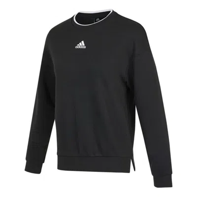 Adidas Originals (wmns) Adidas Fi W Swt Gloss Logo Printing Knit Round Neck Pullover Black Hoodie