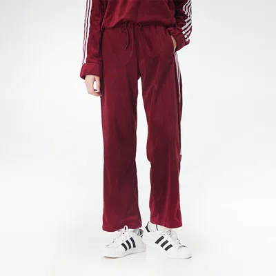 Adidas Originals (wmns) Adidas Neo Cs Tp Velour Pants 'red White' In Burgundy