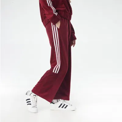 Adidas Originals (wmns) Adidas Neo Cs Tp Velour Pants 'red White' In Burgundy